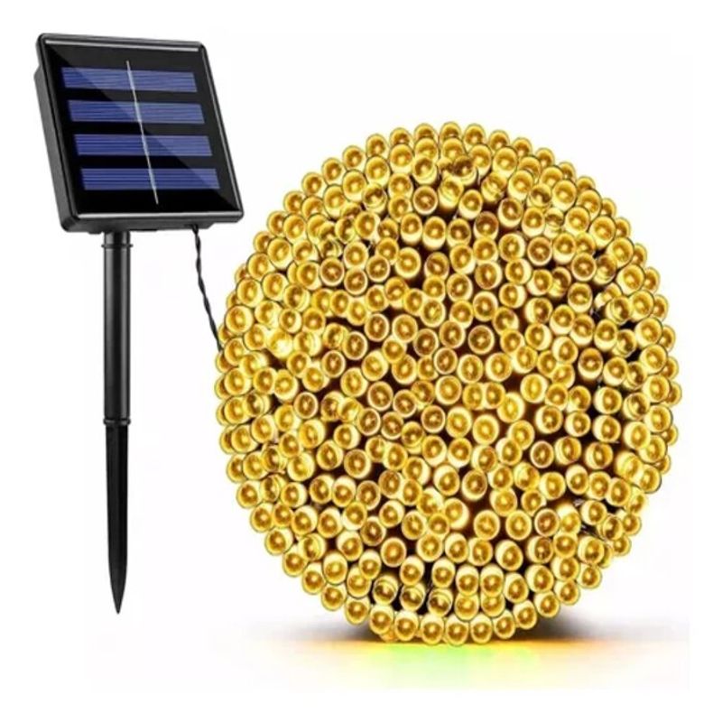GENERICO - Guirnalda Navideña Solar 100 Luces Led Doradas 10 Metros