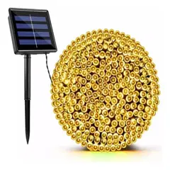 GENERICO - Guirnalda Navideña Solar 100 Luces Led Doradas 10 Metros