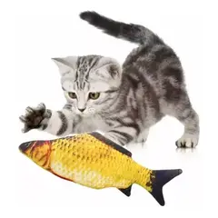 GENERICO - Pez De Peluche Con Movimiento Para Gatos color amarillo