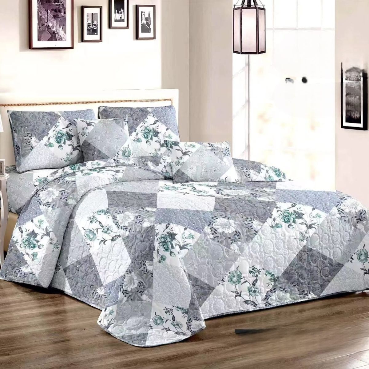 GENERICO - Quilt de Verano 2 plazas. Color Blanco con Diseño TFCC520