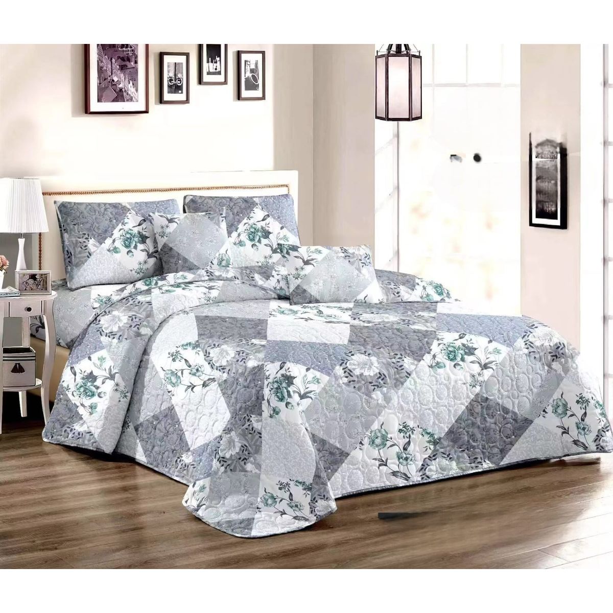GENERICO - Quilt de Verano 2 plazas. Color Blanco con Diseño TFCC520