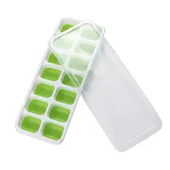 GENERICO - Bandeja de silicona verde para cubos de hielo con tapa