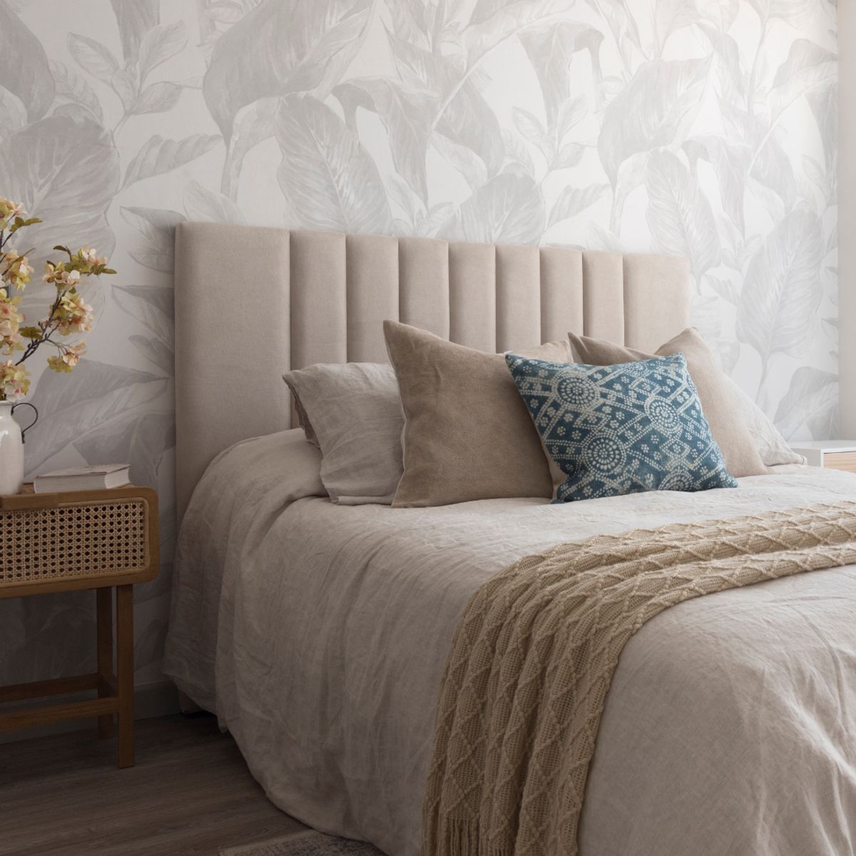 KABECEROS - RESPALDO TUBULAR - 1 PLAZA - VELVET COLOR BEIGE