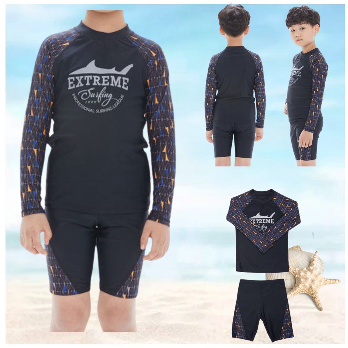 JUMP KIDS - Traje de baño 3 piezas 8 a 12 años SPF 50 Manga Larga Niño