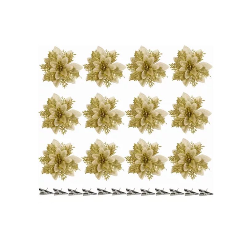 GENERICO - Pack X10 Flores Navideña Adorno De Navidad Decoracion Arbol D