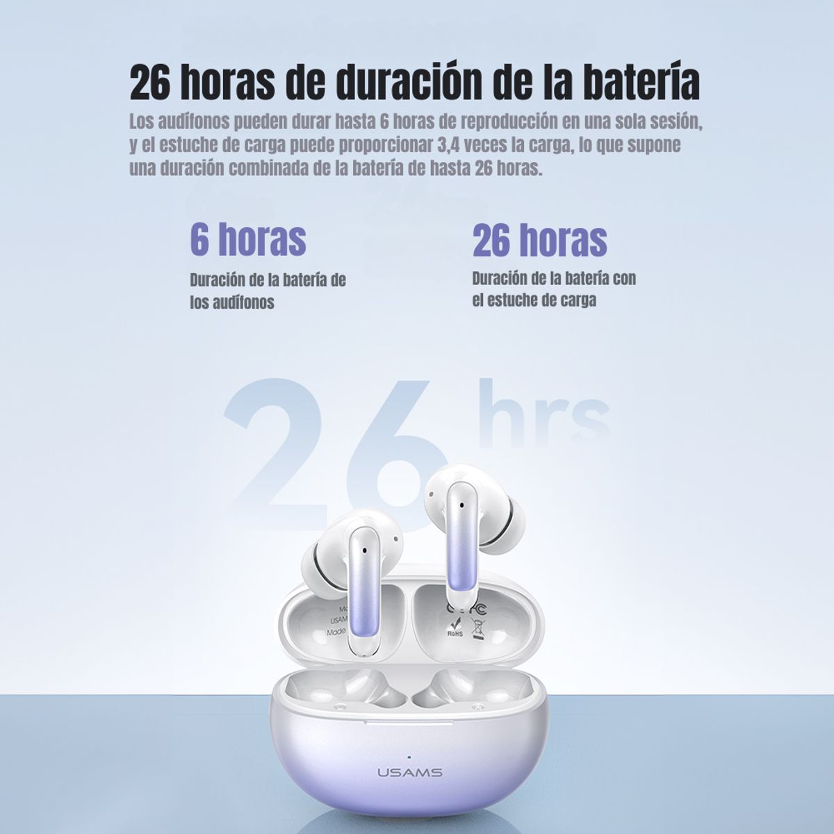 USAMS - Audífonos Bluetooth Enc Usams XD19 Color Violeta