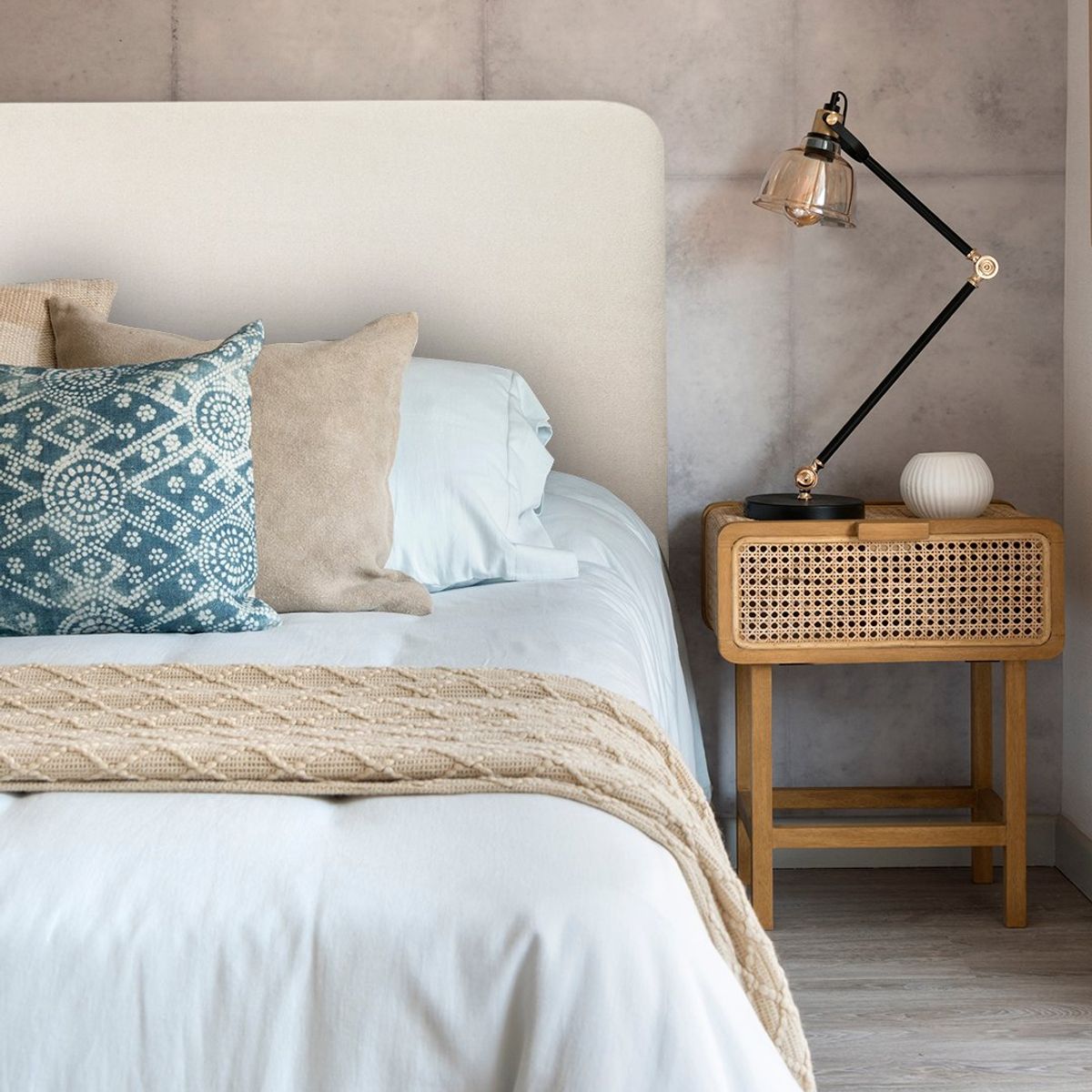 KABECEROS - RESPALDO CURVO - SÚPER KING  - VELVET COLOR BEIGE