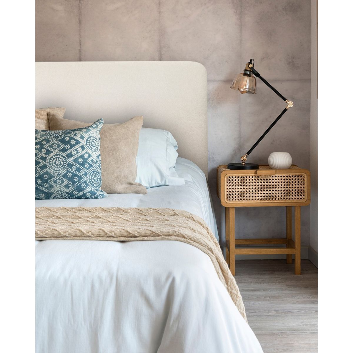 KABECEROS - RESPALDO CURVO - SÚPER KING  - VELVET COLOR BEIGE