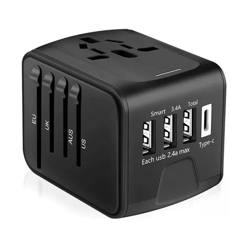 GENERICO - Adaptador De Viaje Universal Todo En Uno PRO Negro