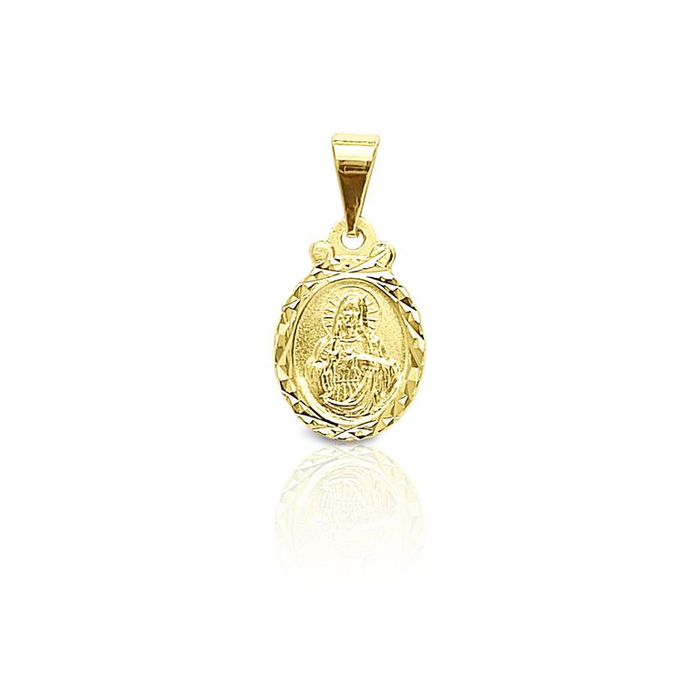 Colgante Medalla Sagrado Corazon 11mm Borde Ovalado Enchapado Oro 18K Dorado TALLA UNICA