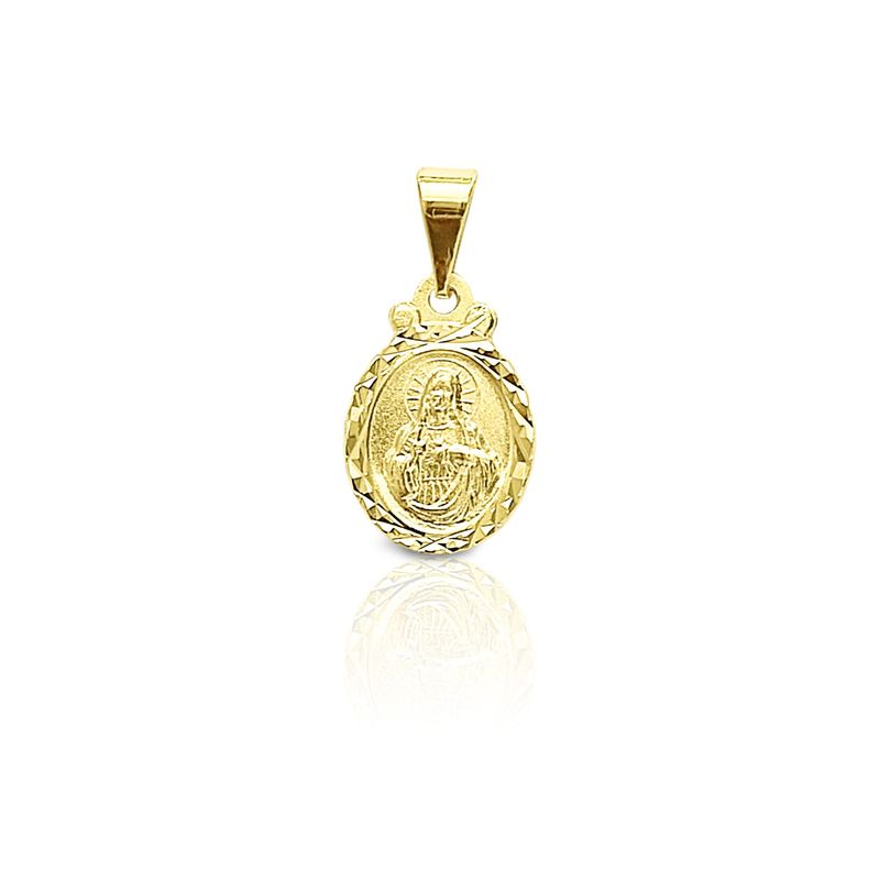 ANDREA COGGIOLA JOYAS - Colgante Medalla Sagrado Corazón 11mm Borde Ovalado Enchapado Oro 18K