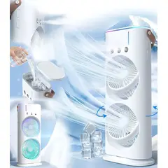 GENERICO - Ventilador Humificador Aire Acondicionado Doble Recargable