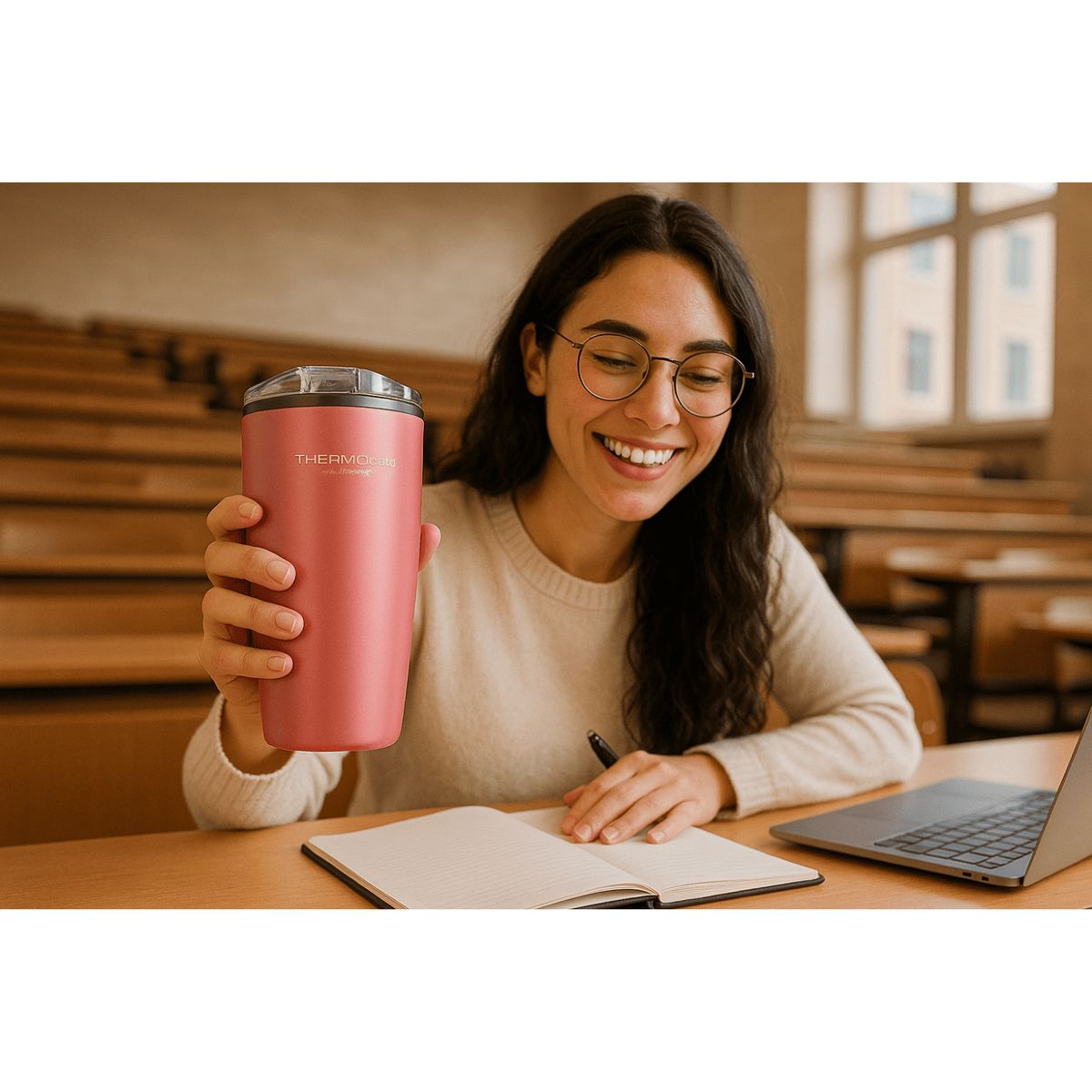 THERMOS - TERMO MUG ACERO INOXIDABLE ROSADO 350ML