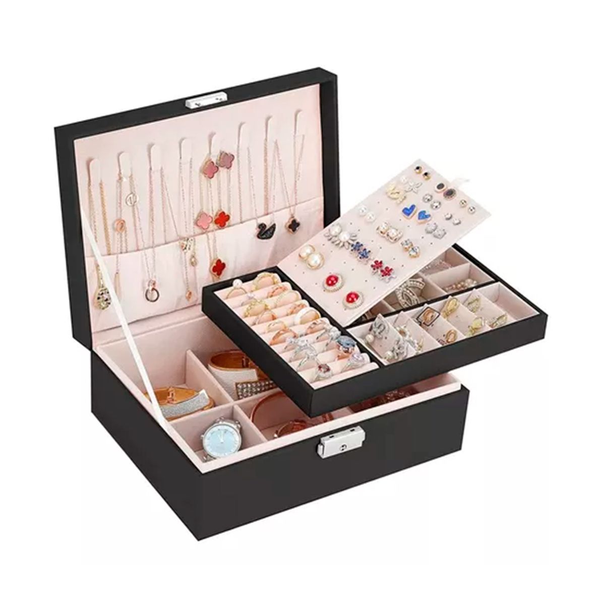 GENERICO - Organizador De Joyas Estuche Portátil Negro