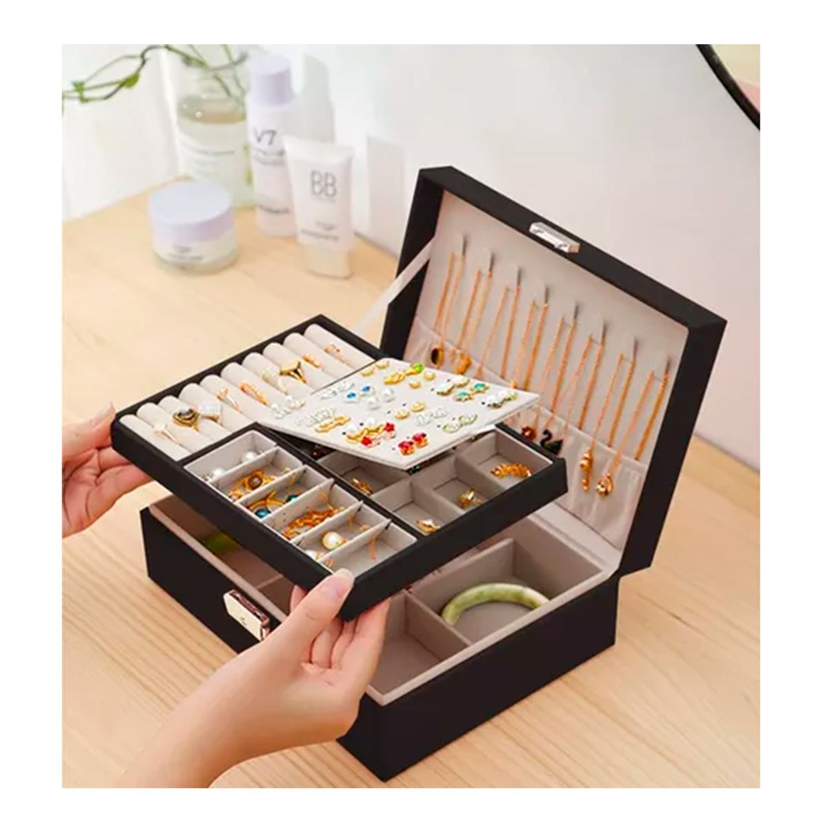 GENERICO - Organizador De Joyas Estuche Portátil Negro