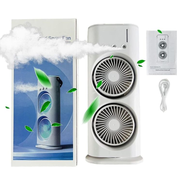 GENERICO Ventilador Portátil Doble Con Humificador y Luces