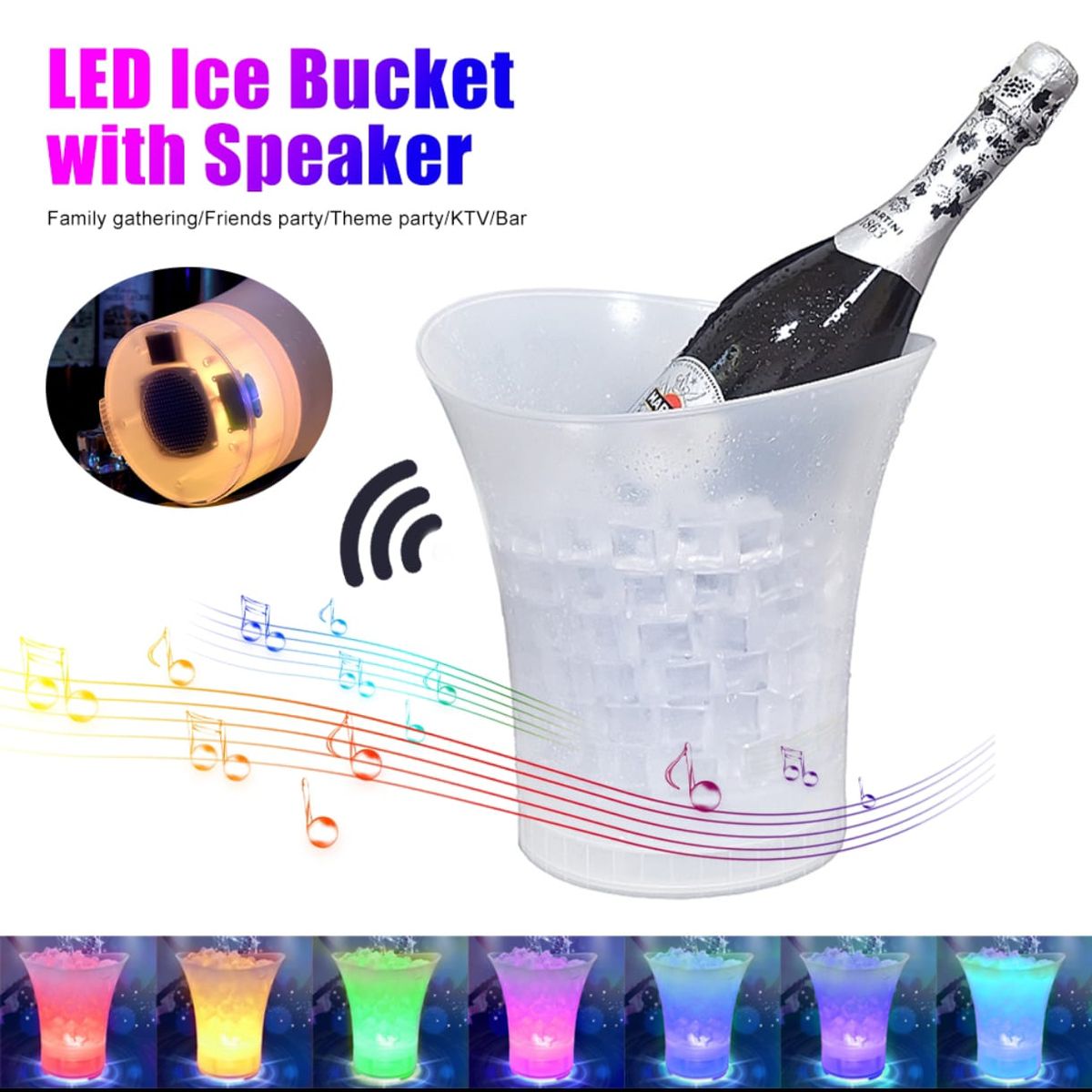 GENERICO - Hielera Cubetera Con Parlante Bluetooth Y Luz Led RGB