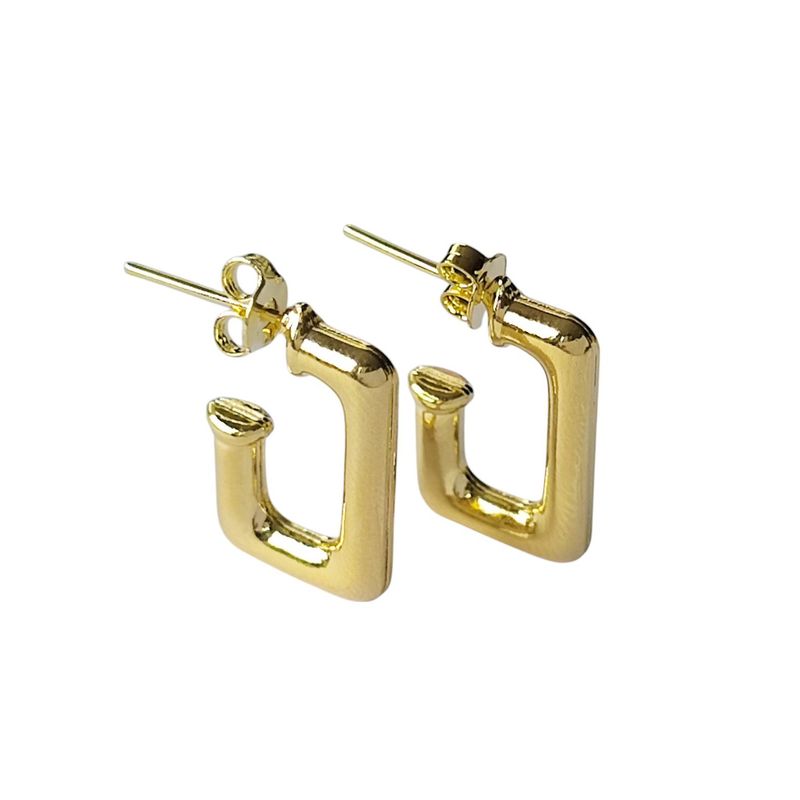 ANDREA COGGIOLA JOYAS - Aros Argolla Laia Rectangulares Enchapado Oro 18K