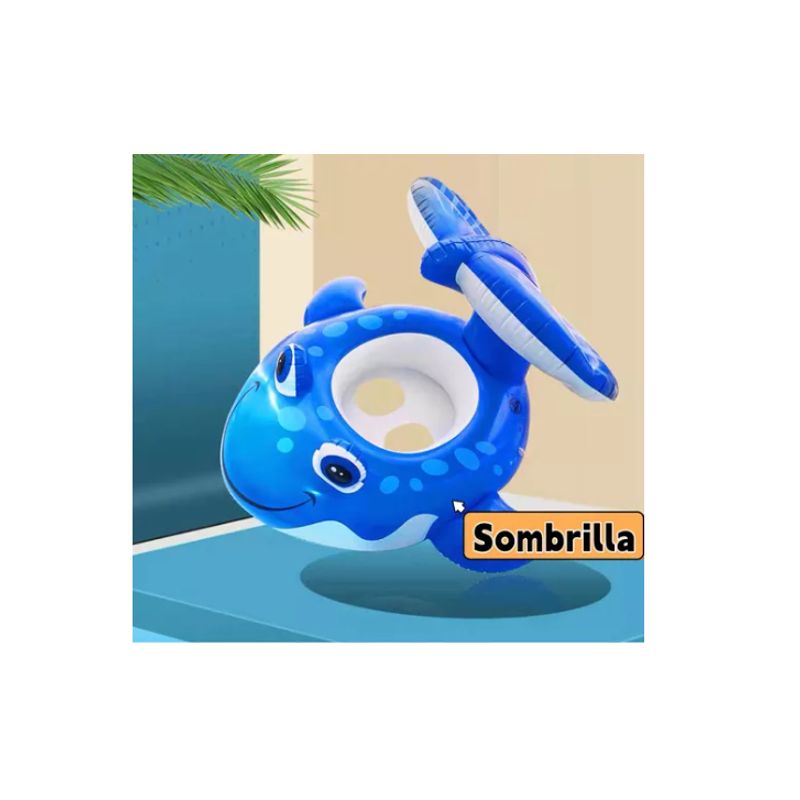 GENERICO - Flotador Inflable De Ballena Con Sombrilla Para Bebé