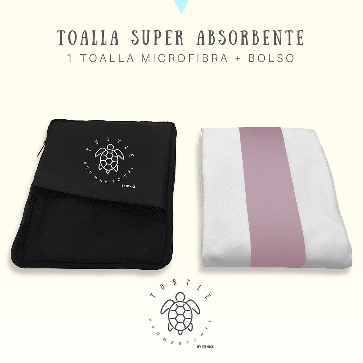 FITNICS - Toalla De Microfibra Secado Rapido + Estuche - Lila