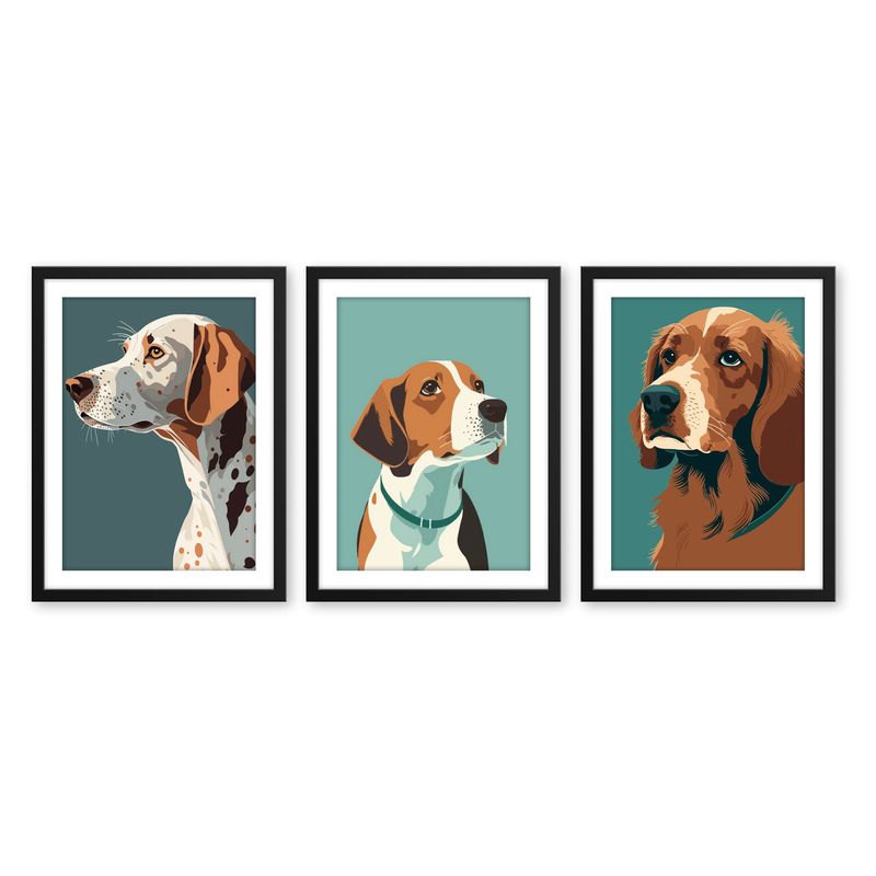ALCUADRADO - Set Triple Cuadros Dalmata Negro
