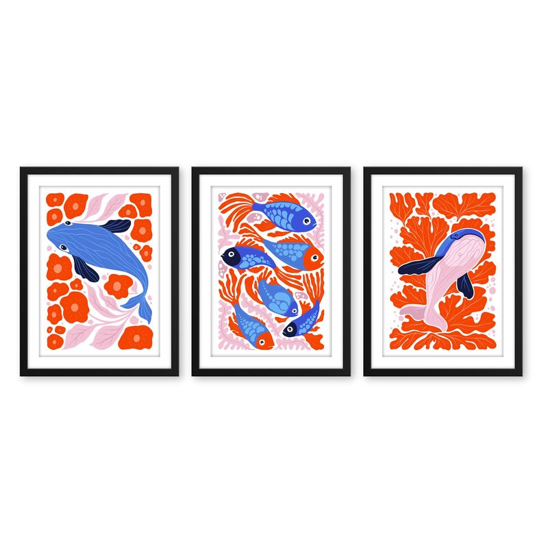ALCUADRADO - Set Triple Cuadros Ballena  Negro