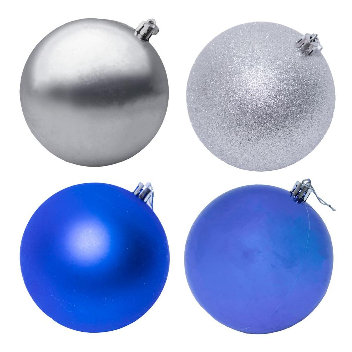 PROPLASTIC - Set de 20 esferas azul y plata 10 cms