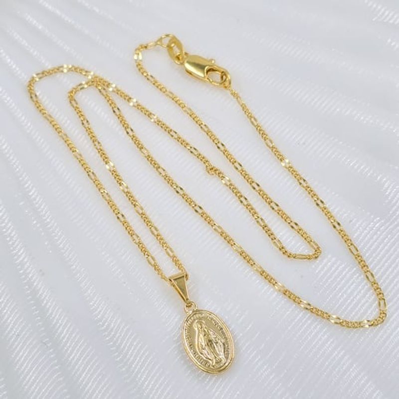 GENERICO - Conjunto Cadena 3x1 Y Dije Virgen Milagrosa Oro Laminado 18k