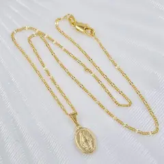 GENERICO - Conjunto Cadena 3x1 Y Dije Virgen Milagrosa Oro Laminado 18k