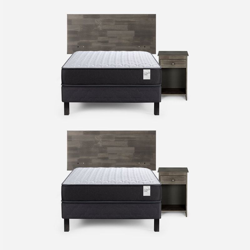 ROSEN - Set 2 Camas Wave 1 Plaza 90x190 cm + Muebles Tabor Grafito