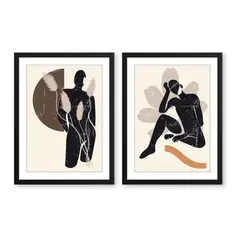 ALCUADRADO - Set Doble Cuadros Mujer Acostada Negro