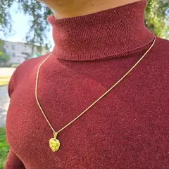 GENERICO - Conjunto Cadena Cubana Y Dije Leon Oro Laminado 18k