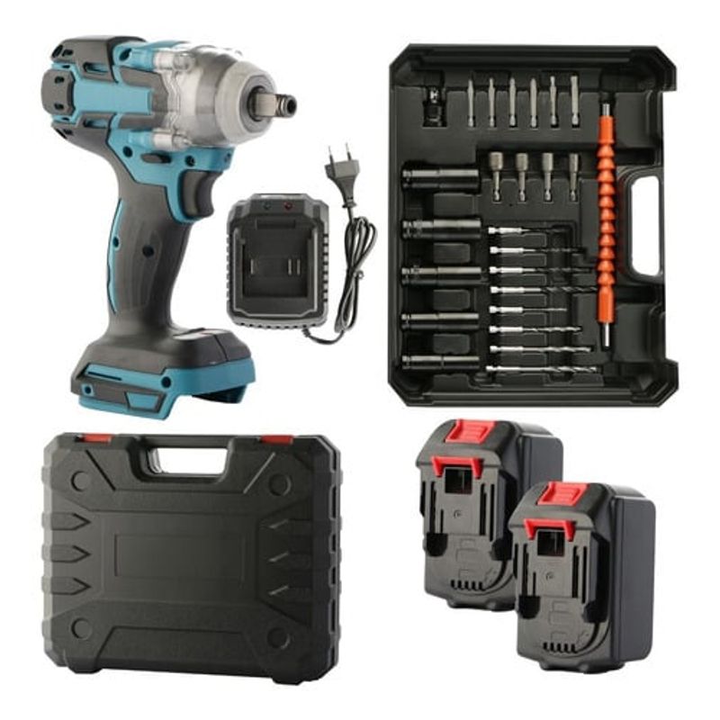 GENERICO - llave impacto 380nm 20v 2 baterias con accesorios