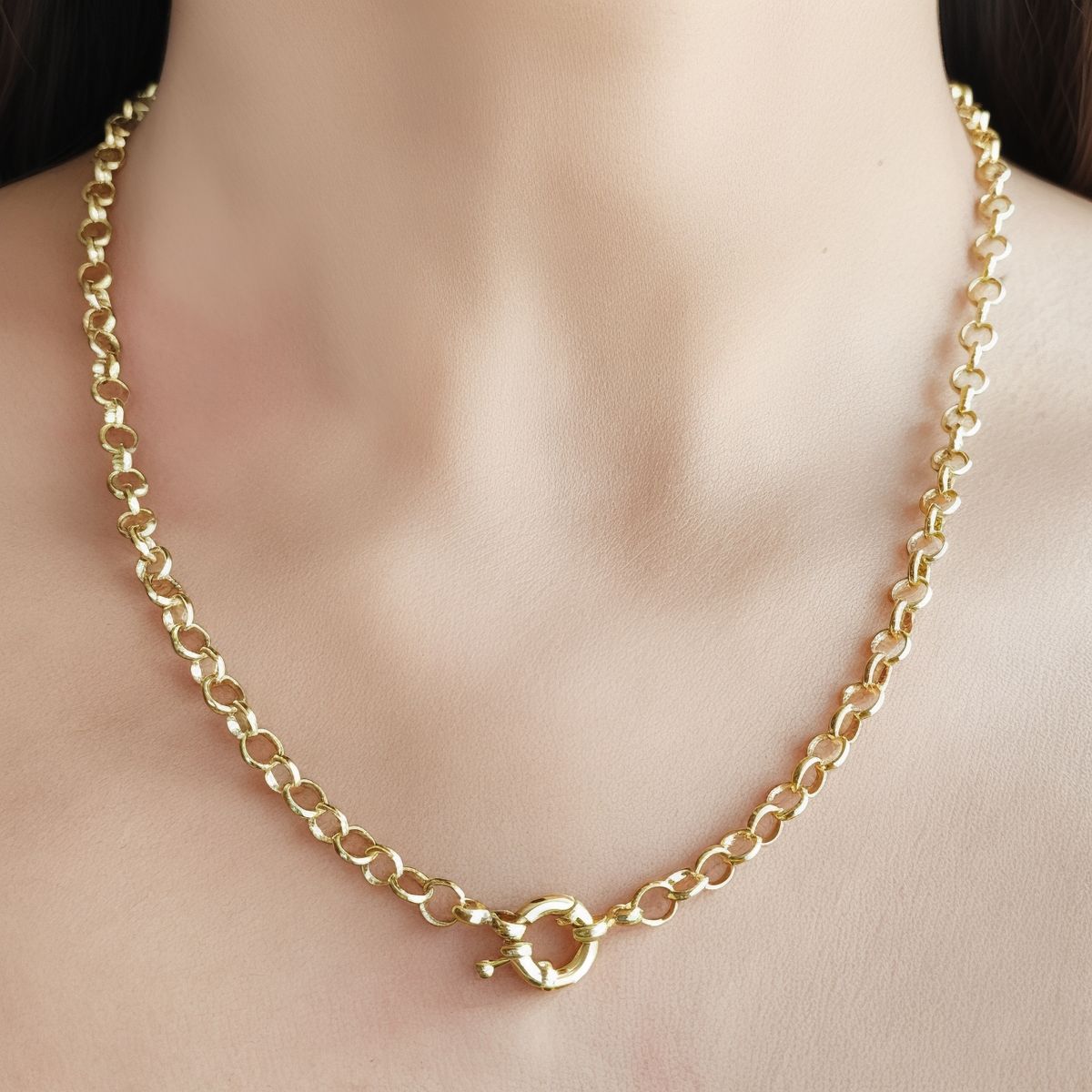 COGGIOLA - Collar Gala Rolo Enchapado Oro 18K Broche Timón