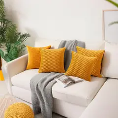 GENERICO - Fundas De Cojin Decorativa 45x45 moderna Mostaza PACK 4 U