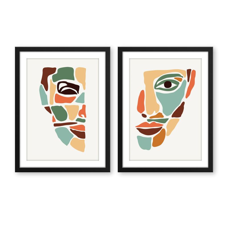 ALCUADRADO - Set Doble Cuadros Abs Mujer Pintura Negro