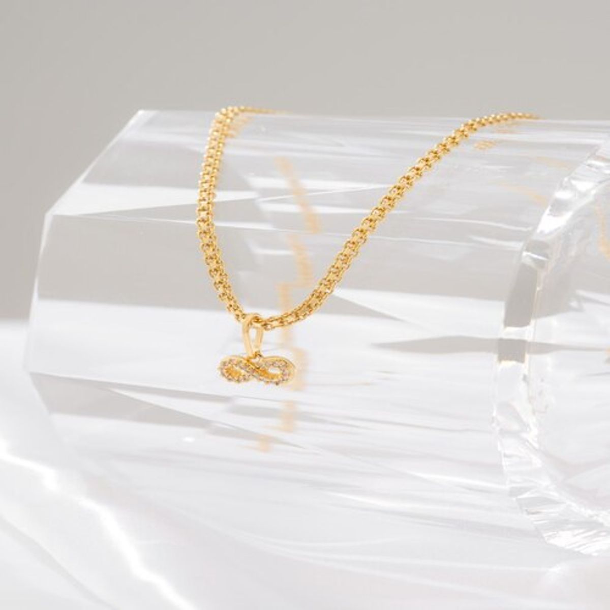 GENERICO - Conjunto Cadena Tejido Chino Y Dije Infinito Oro Laminado18k