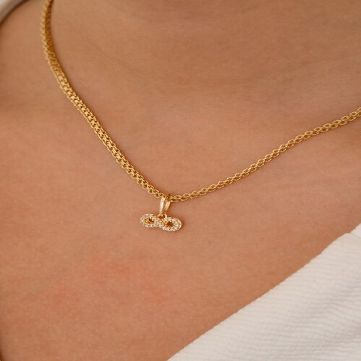 GENERICO - Conjunto Cadena Tejido Chino Y Dije Infinito Oro Laminado18k