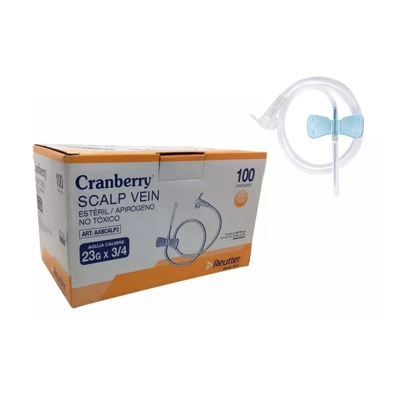 CRAMBERRY - Mariposa Scalp Vein 23g X 34 Cranberry Caja X100