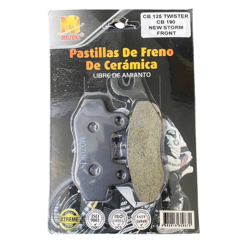 GENERICO - Pastilla de Freno Mozuki para CB 125 - TWISTER - CB 190 - NEW STORM