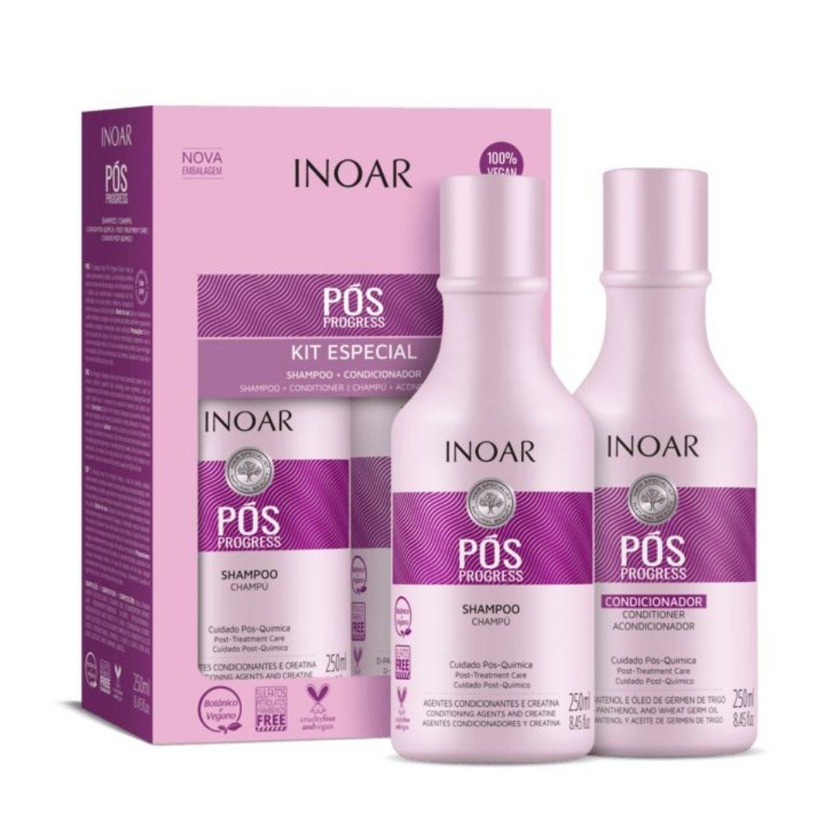 INOAR - Kit Duo Shampoo Y Acondicionador Inoar Pos Progress 250gr