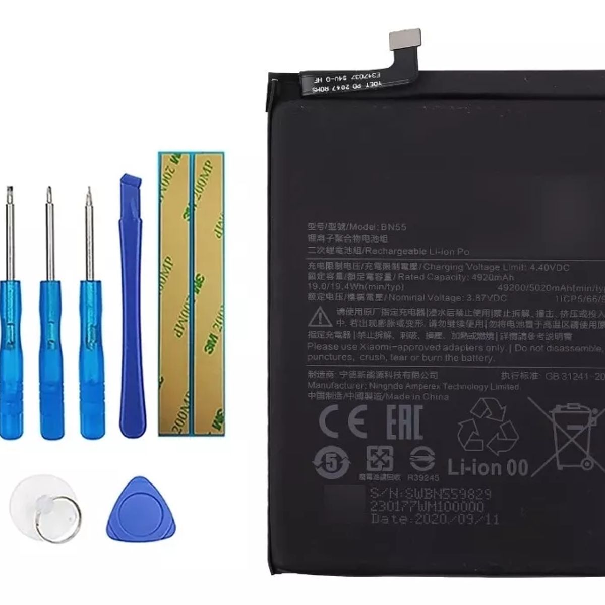 GENERICO - Bateria Nueva bn55 + Kit Herram Para Xiaomi Redmi Note 9s