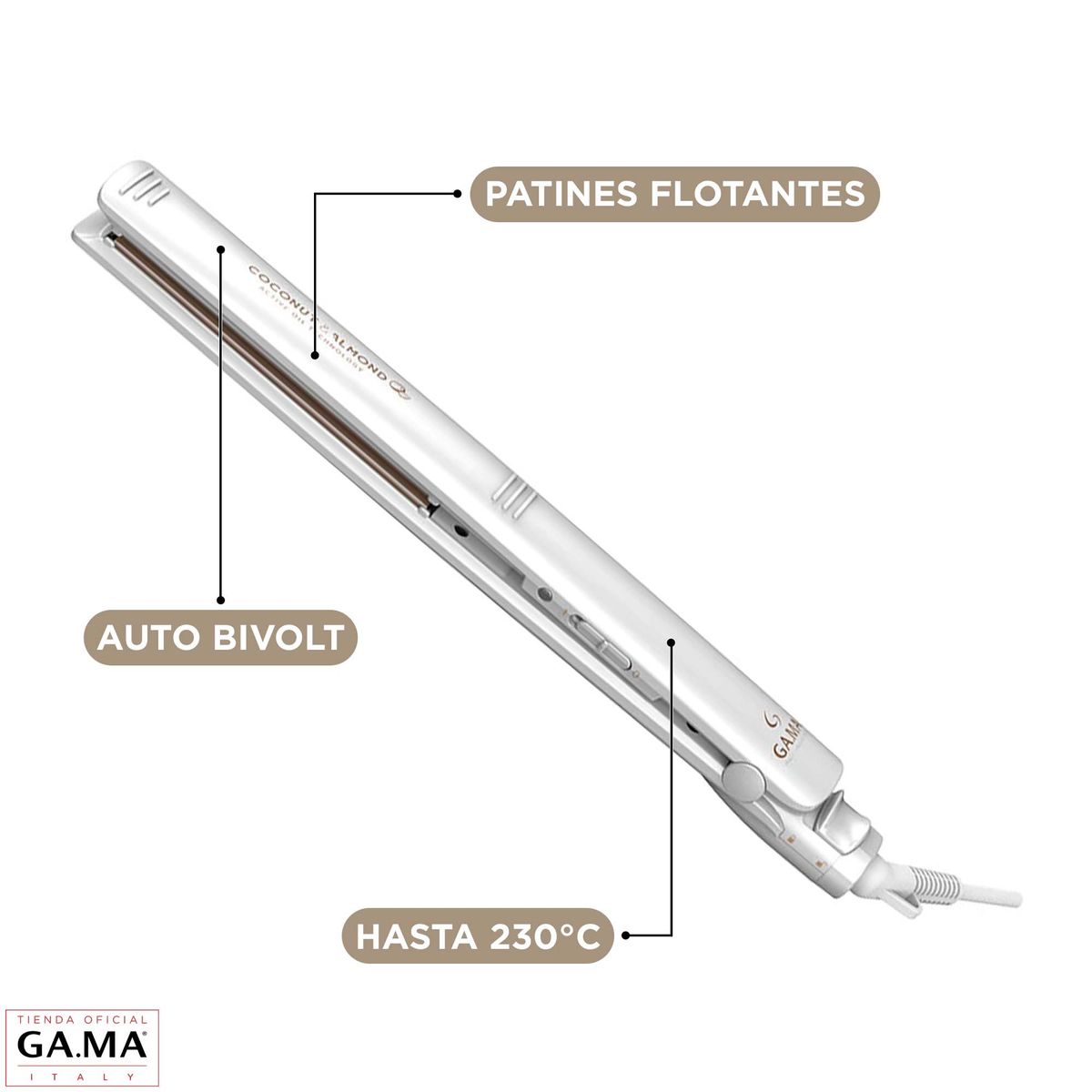 GAMA - Pack Trio Secador + Alisador + Cepillo Gama Coconut & Almond