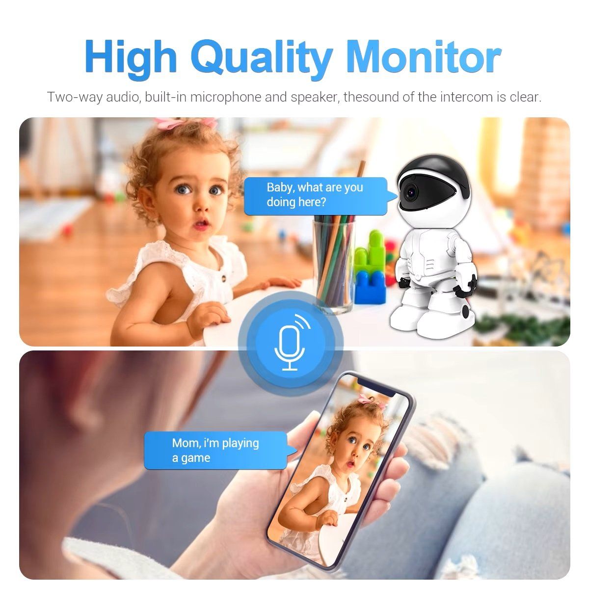 GENERICO - Cámara de Vigilancia WIFI Robot Inteligente 1080P con Visión Nocturna Detector Movimiento