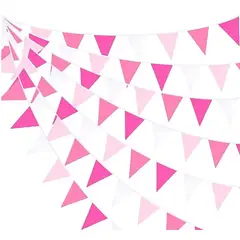COLUMPIOS PONYCORNIO SALTARIN - Banderines decorativos 20 metros rosado y blanco