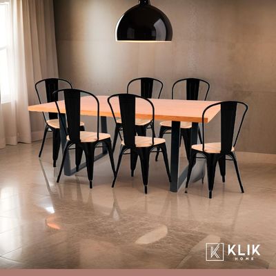 Imagen 2 del producto Mesa Industrial 160x90 Clara + 6 sillas Tolix Negra asiento de Clara