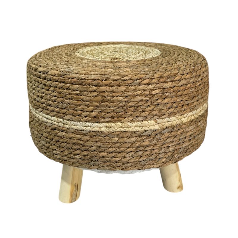 GENERICO - Pufs De Hierba Marina Natural Tejidos Mano Taburete 40x30cm