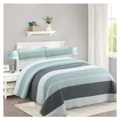 COMPRAPO - Cubrecama Quilt Liviano 2 Plazas Green And Gray + 2 Fundas 50x70 Cm
