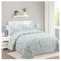 COMPRAPO - Cubrecama Quilt Liviano 2 Plazas Pure Nature Green + 2 Fundas 50x70 Cm