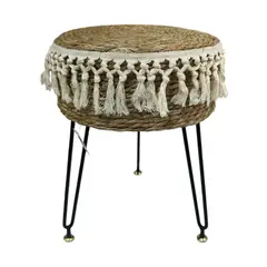 GENERICO - Pufs De Hierba Marina Natural Tejidos Mano Taburete 32x43cm
